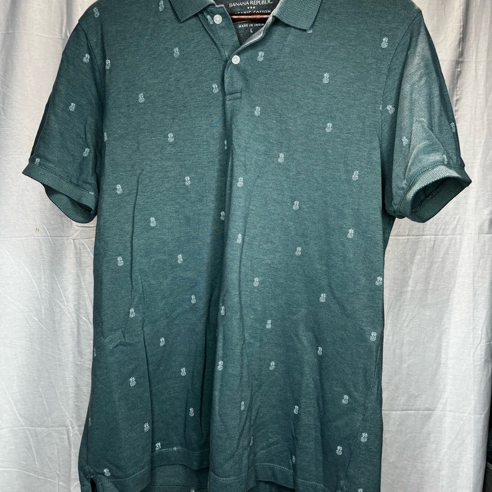 Banana Republic Teal Polo Shirt with Pattern